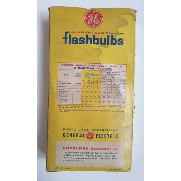 12 NOS Vintage GE General Electric No. 5 Flashbulbs Rhenium Clear Bulbs - Picture 2 of 6